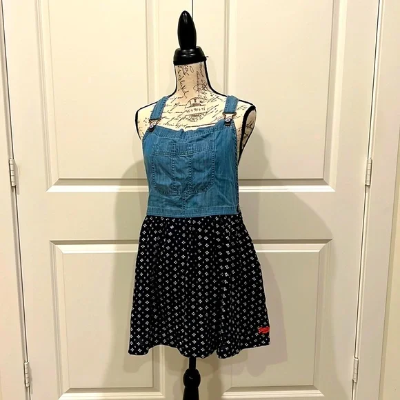 Superdry Dresses | Nwt! Superdry Denim Overall Dress with Super Cool Button Design. | Color: Blue | Size: M | Lavendermoon01'S Closet